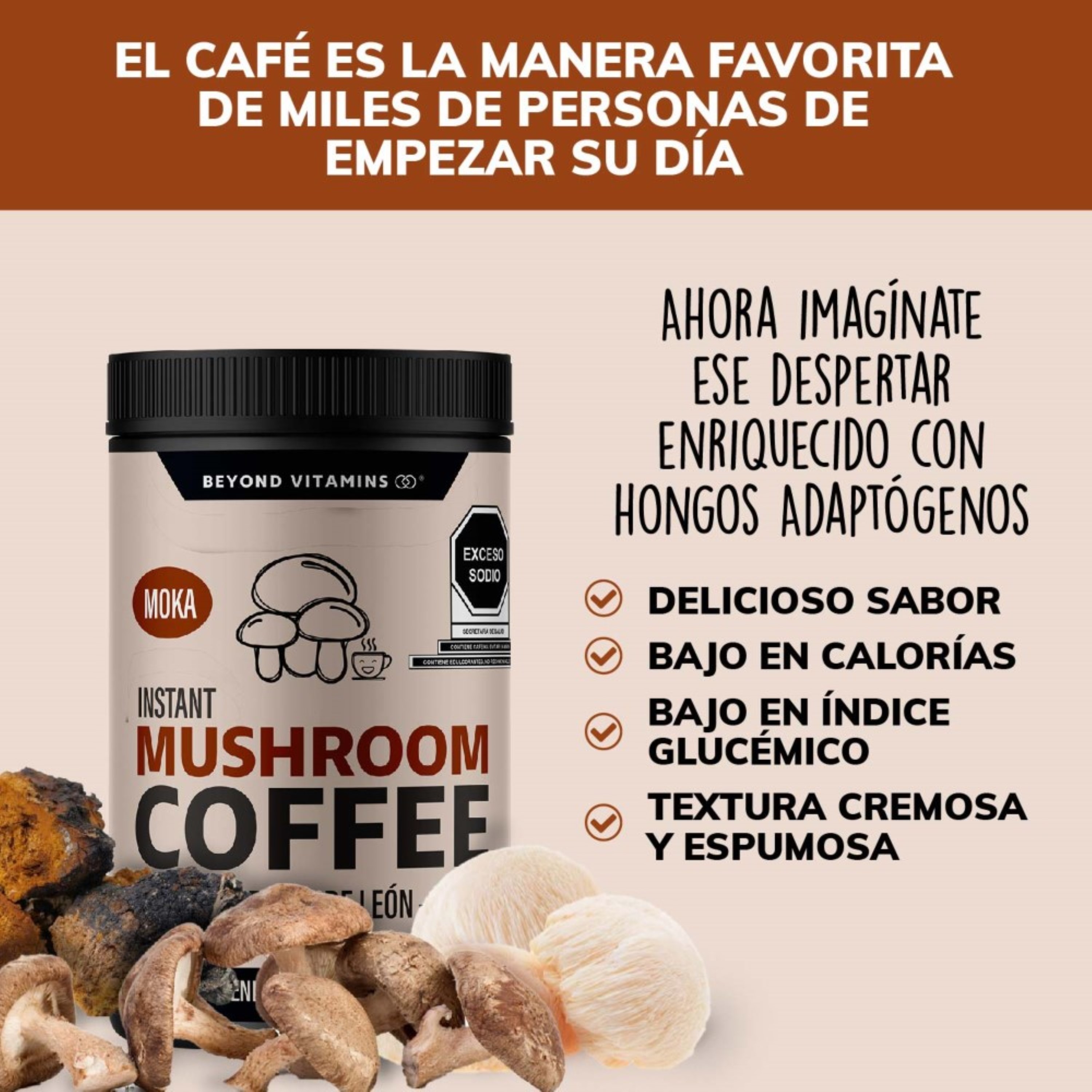 Foto 5 pulgar | Suplemento Alimenticio Beyond Vitamins Cafe Soluble Moka Con Hongos, Melena De Leon, Chaga Y Shiitake 256.5 Mg