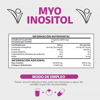 Foto 3 | Suplemento Alimenticio Myo Inositol Y Colágeno Hidrolizado Beyond Vitamins 60 Cápsulas