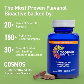 Foto 3 | Suplemento Cocoavia Memory+ Brain 180 Cápsulas 750 Mg - Venta Internacional