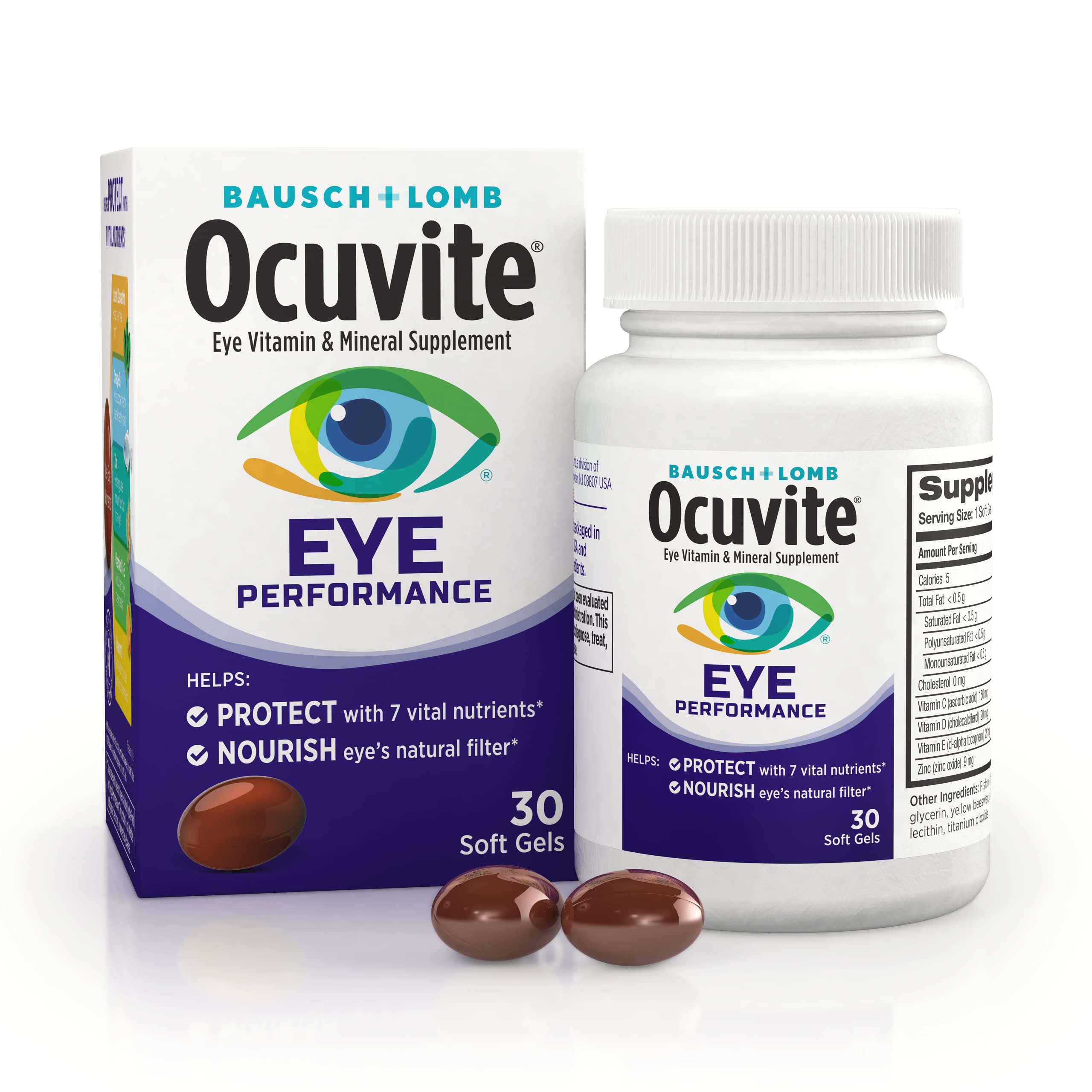 Foto 2 pulgar | Suplemento Ocuvite Bausch + Lomb Eye Performance 30 Cápsulas Blandas - Venta Internacional