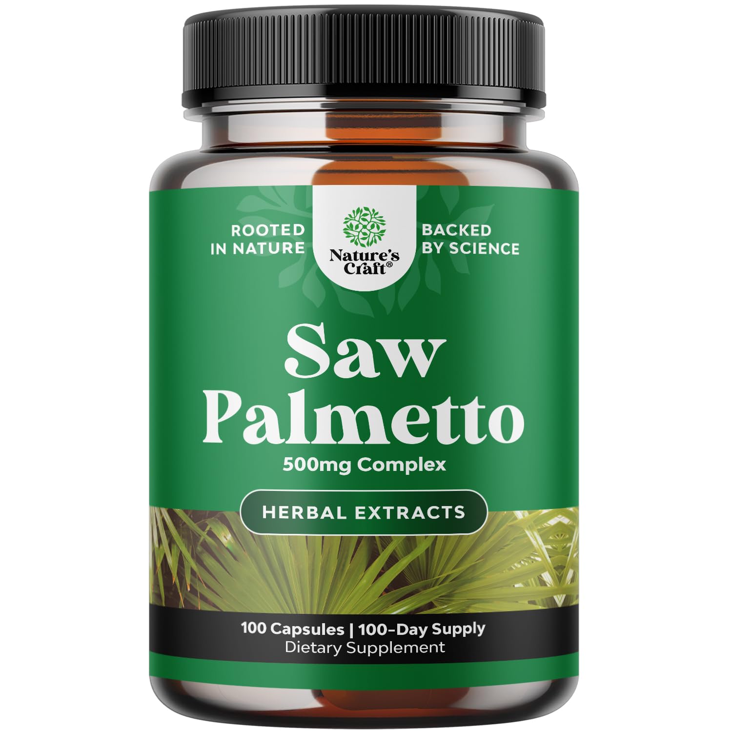 Suplemento de Extracto de Palma Enana Americana Natures Craft 100 Cápsulas - Venta Internacional