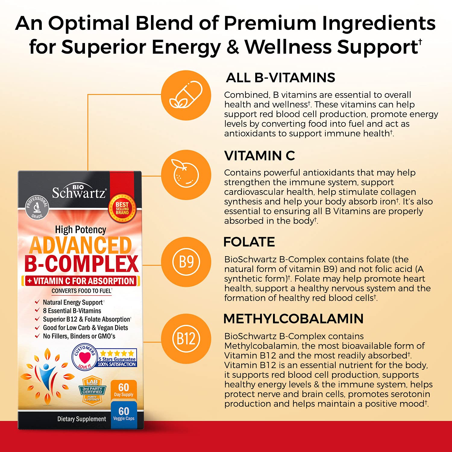 Foto 4 | Suplemento de Complejo de Vitamina B Bioschwartz y Vitamina C 60 Unidades - Venta Internacional
