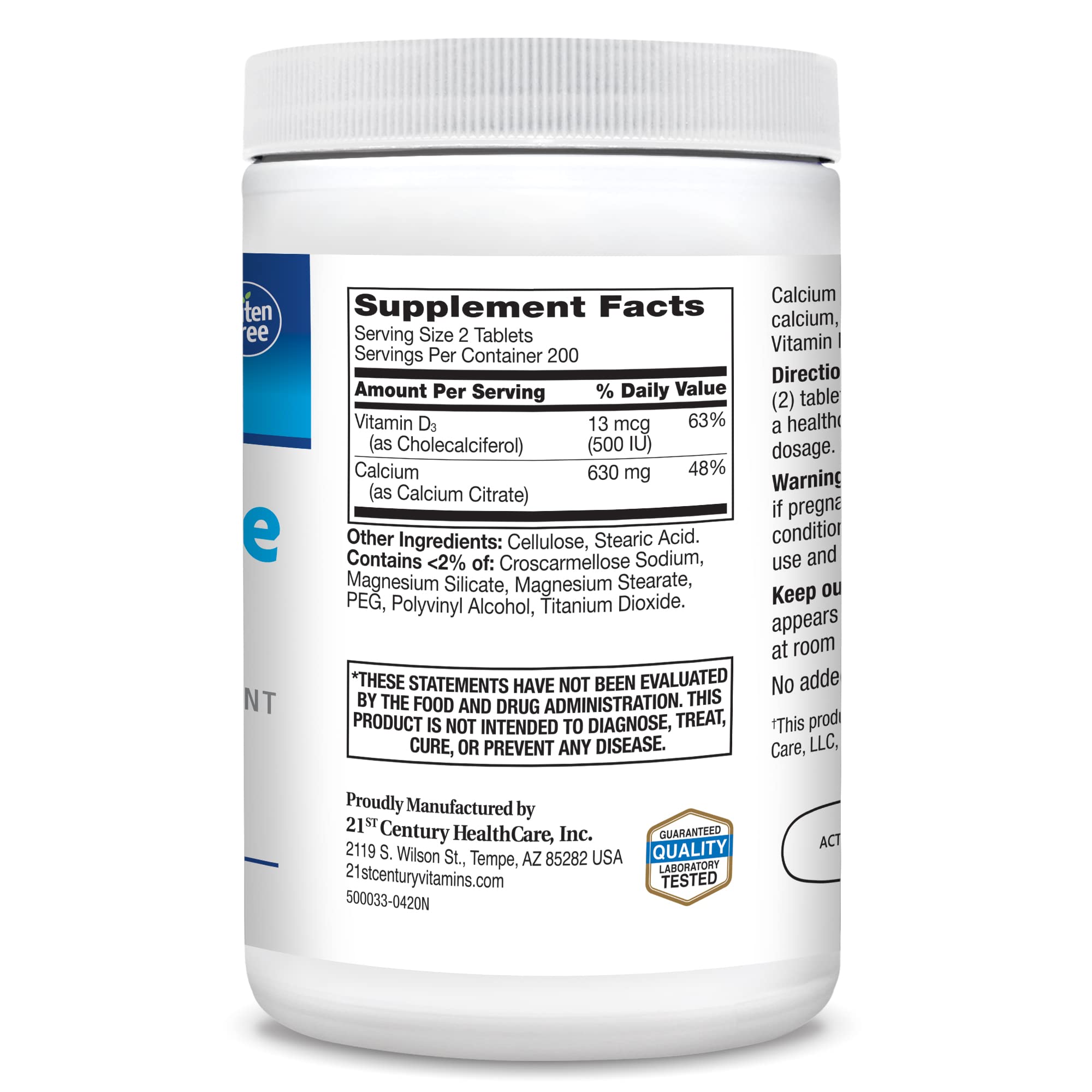 Foto 6 pulgar | Suplemento 21st Century Vitamins Citrato de Calcio +d3 400 Comprimidos - Venta Internacional