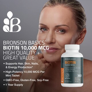 Foto 3 | Suplemento Bronson Biotina de 10,000 Mcg - Venta Internacional