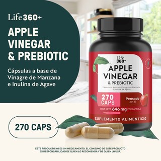 Foto 5 | Suplemento Vinagre De Manzana Apple Vinegar Life 360+ 270 Cápsulas