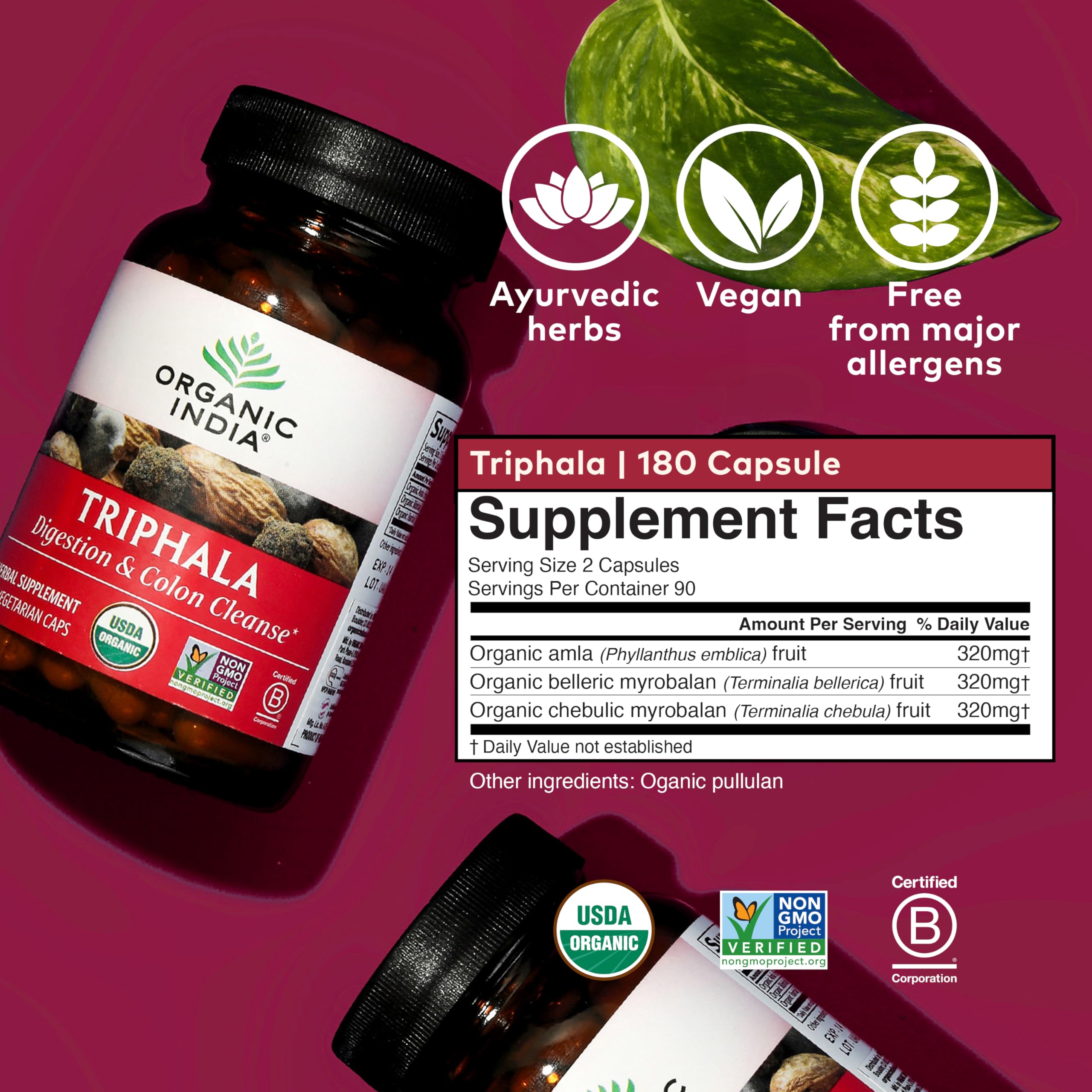 Foto 5 | Suplemento Organic India Triphala Capsules 180 Unidades - Venta Internacional