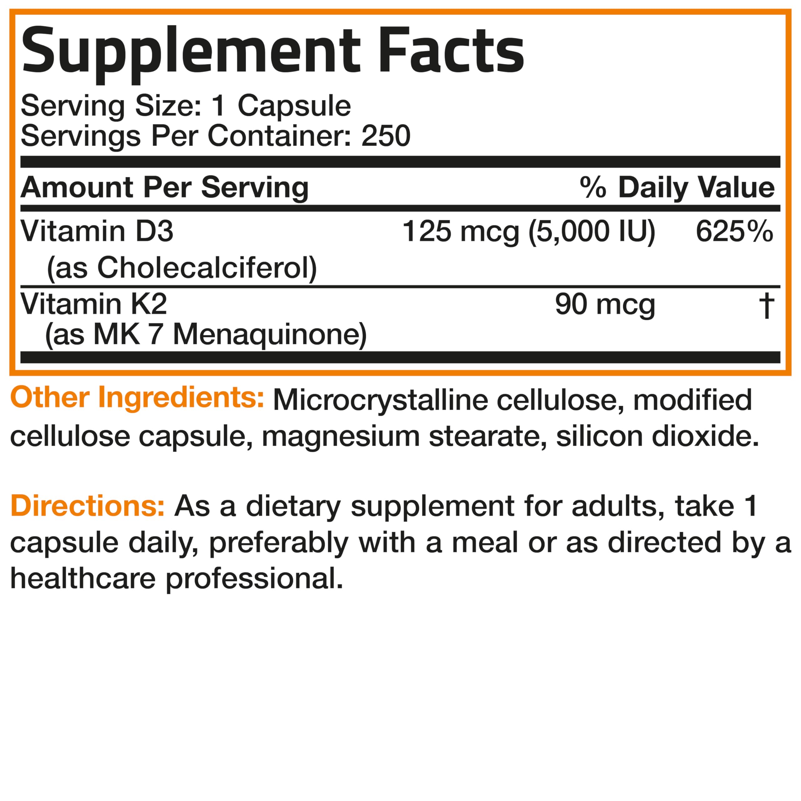 Foto 6 | Suplemento Bronson Vitamina K2+D3 250 Cápsulas-Venta Internacional
