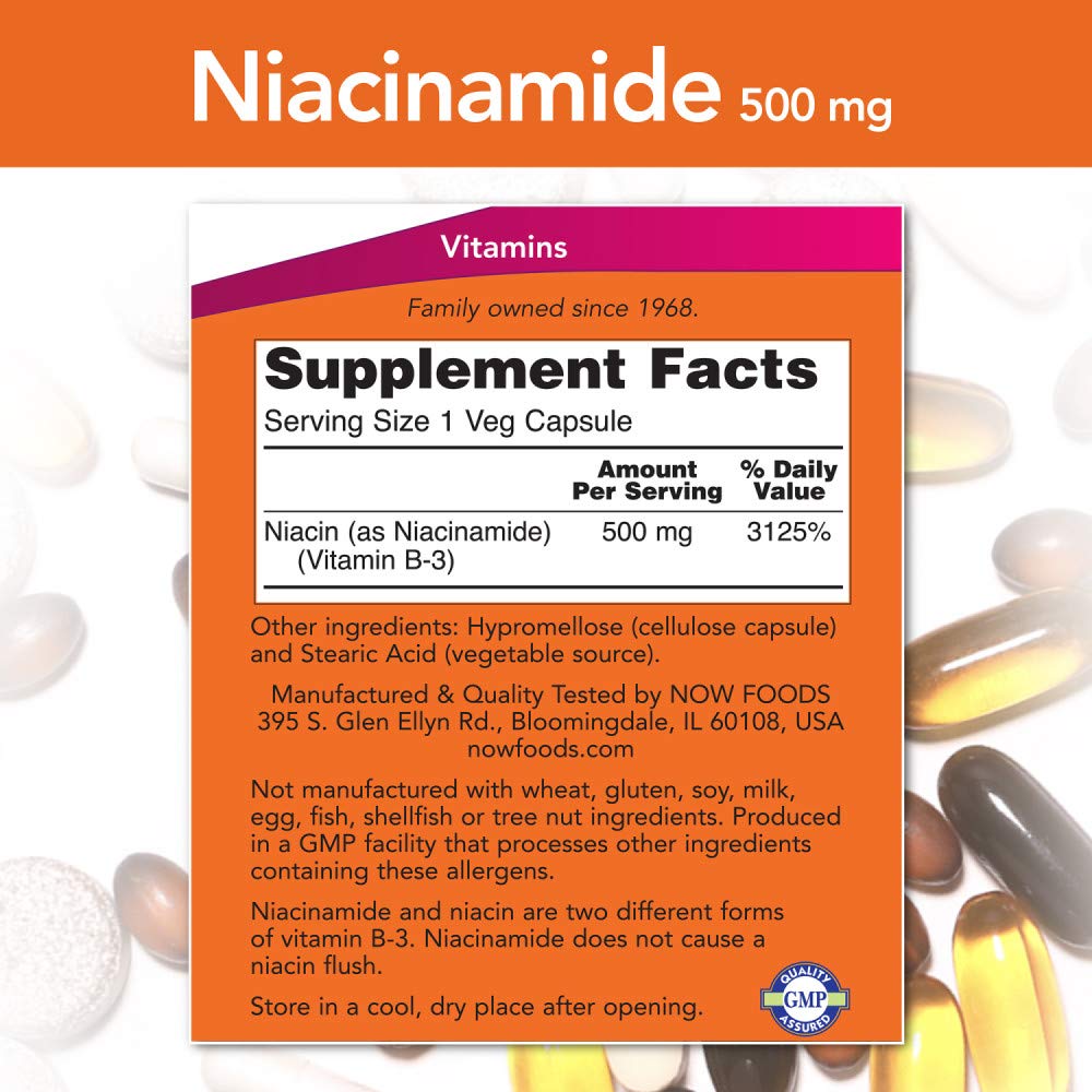 Foto 3 pulgar | Suplemento Now Niacinamida 500 Mg 100 Cápsulas - Venta Internacional