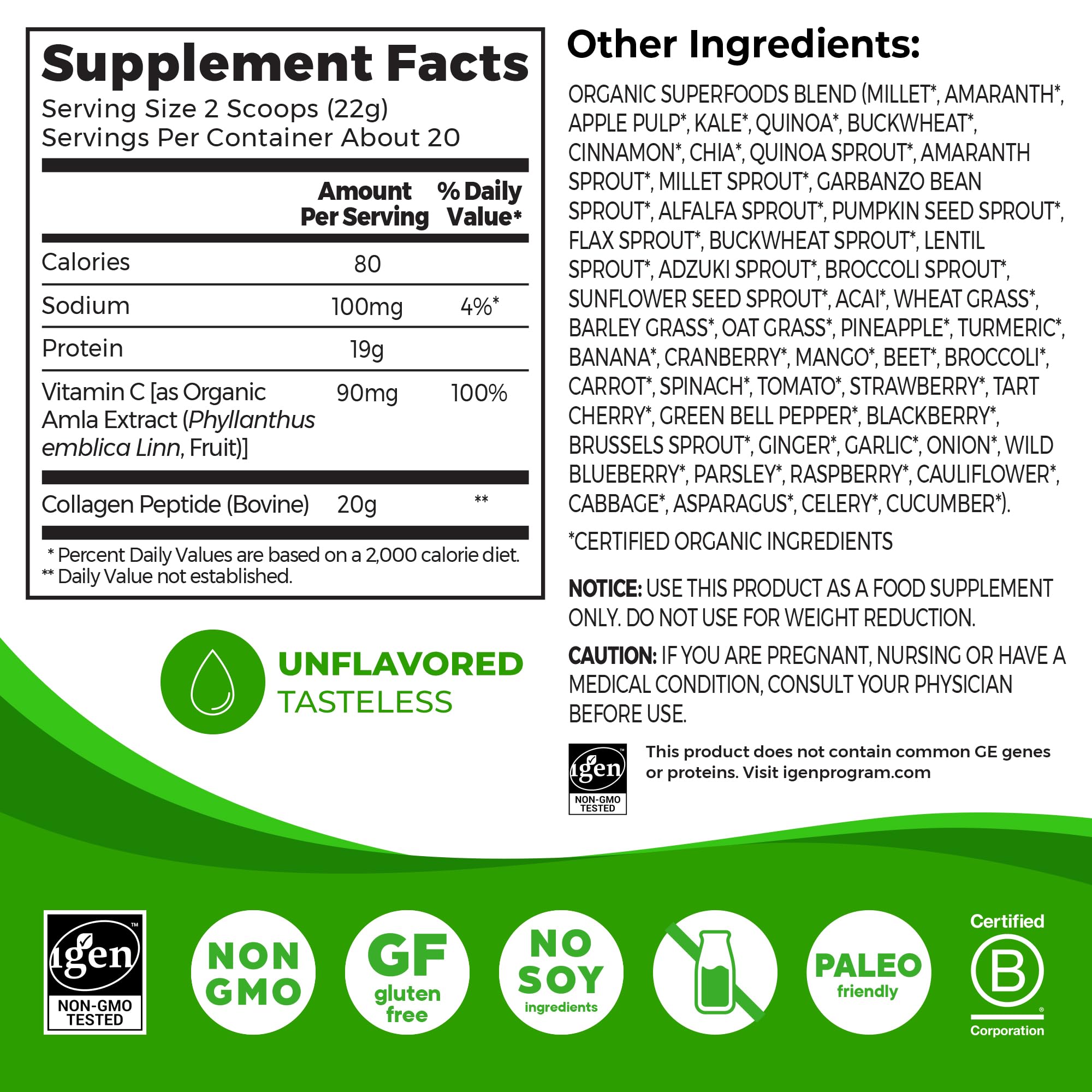 Foto 2 | Colágeno en Polvo Hidrolizado Orgain con 50 Superalimentos 454 G - Venta Internacional