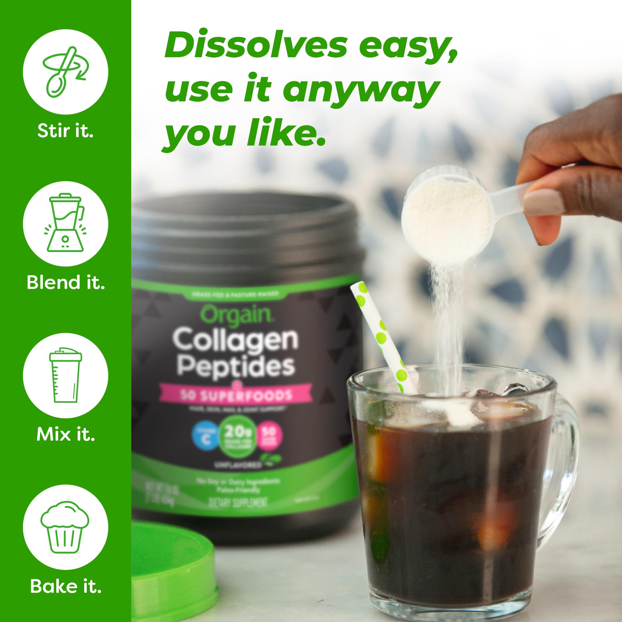 Foto 7 | Colágeno en Polvo Hidrolizado Orgain con 50 Superalimentos 454 G - Venta Internacional