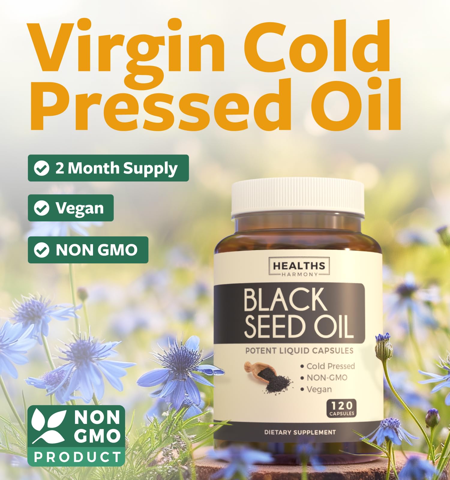 Foto 2 | Aceite de Semilla Negra Harmony Supplement Healths 120 Cápsulas De Gelatina Blanda - Venta Internacional