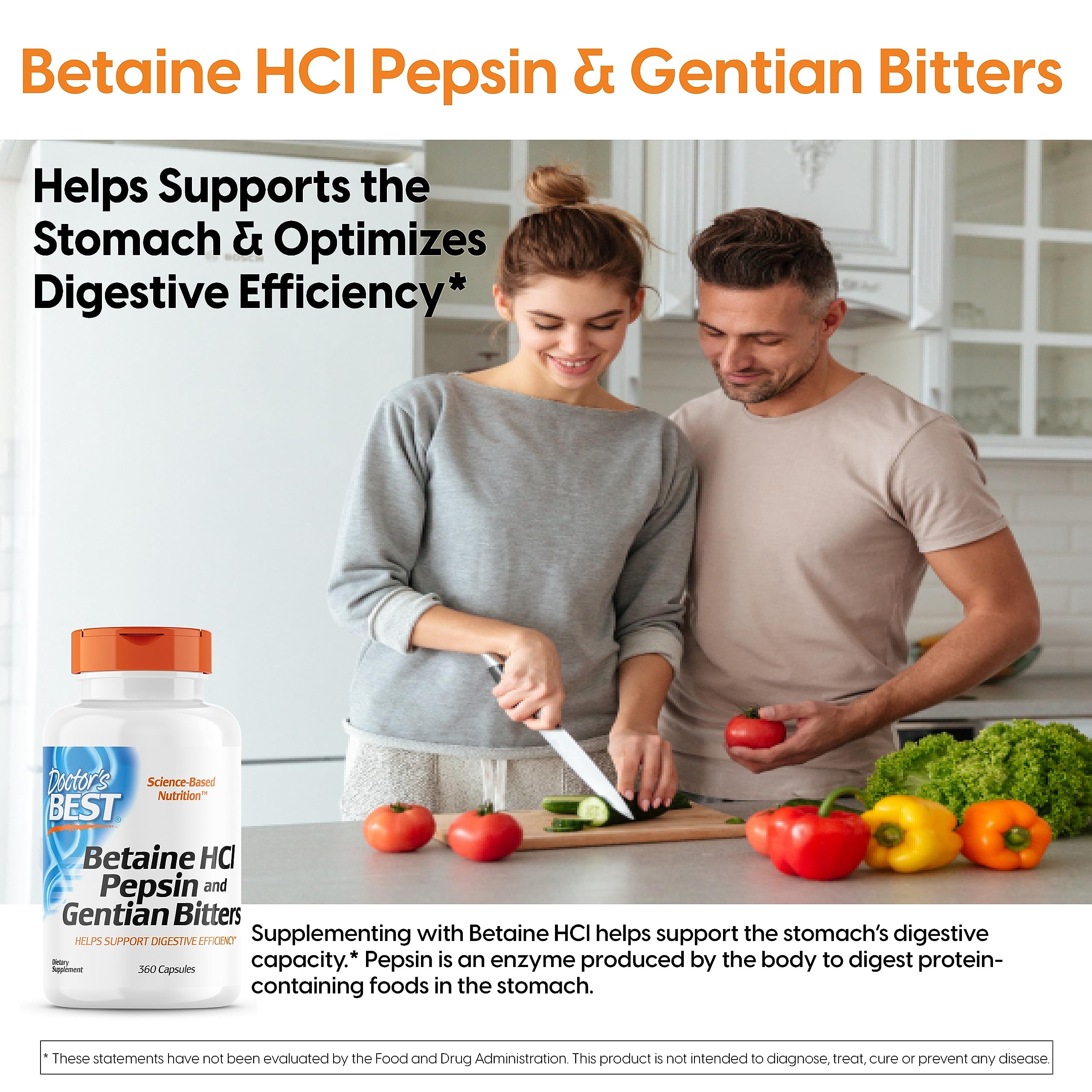 Foto 3 pulgar | Digestive Enzymes Doctor's Best Betaine HCI Pepsina 360 Cápsulas - Venta Internacional
