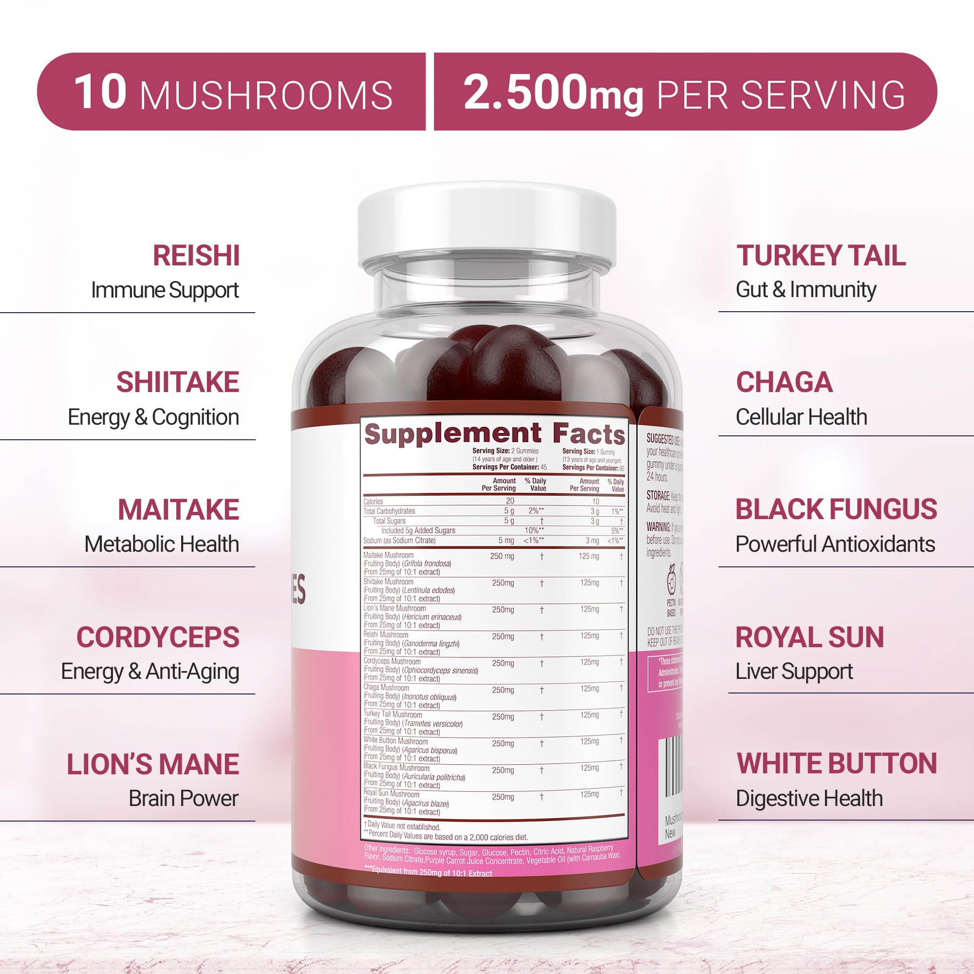 Foto 4 pulgar | Gomitas Complement Purify Life Mushroom Complex 2500 mg - Venta Internacional