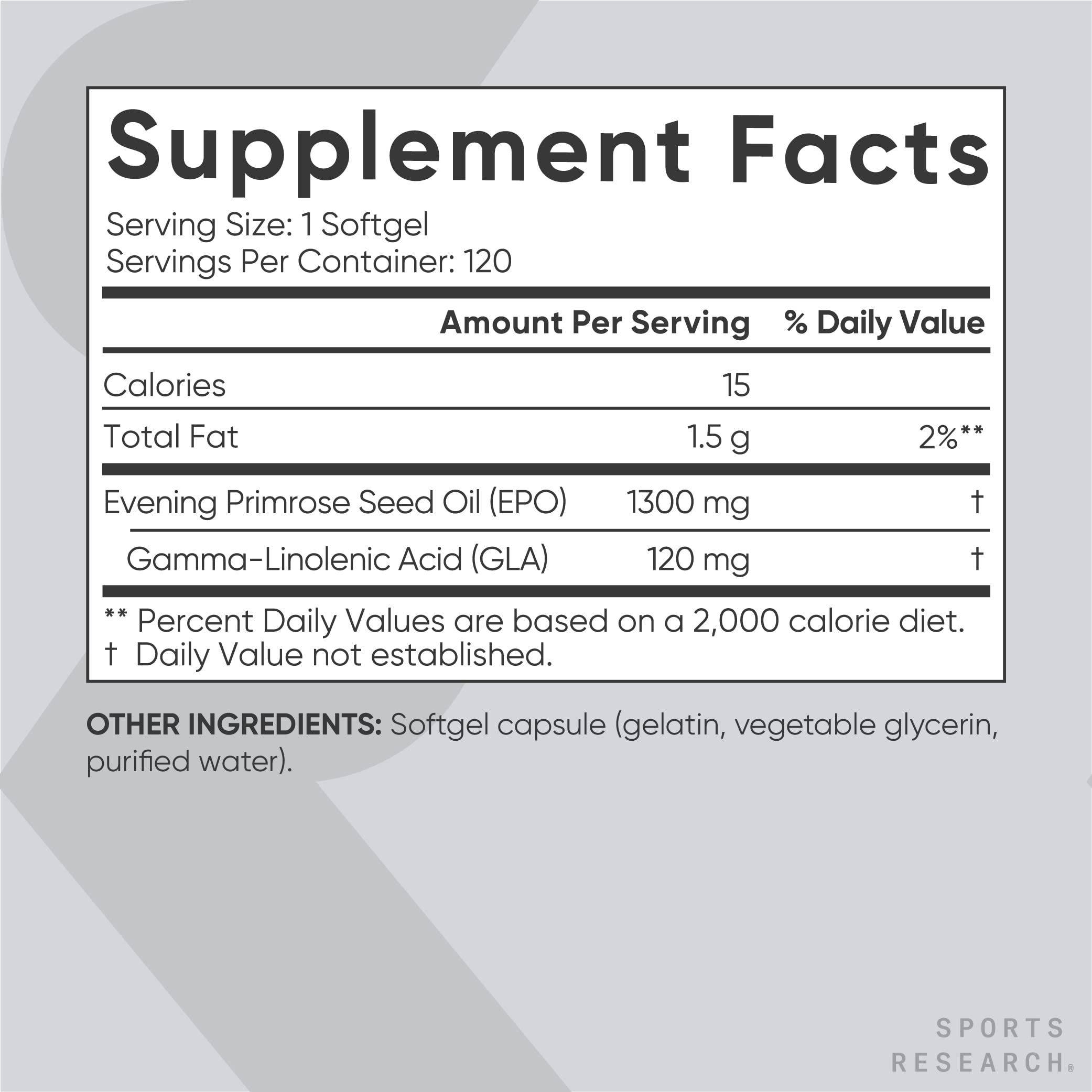 Foto 4 pulgar | Suplemento de Aceite de Onagra Sports Research 1300 mg 120 Unidades - Venta Internacional