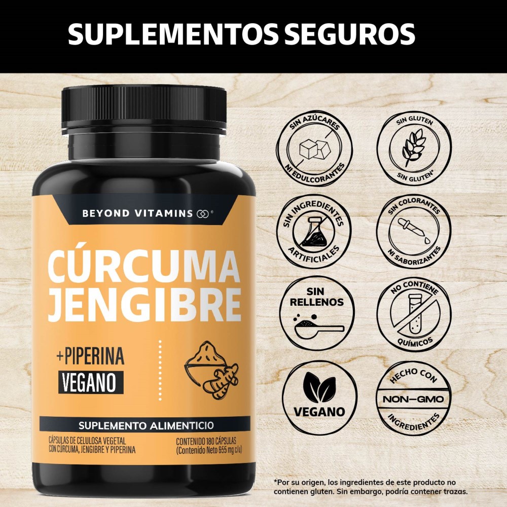 Foto 3 pulgar | Suplemento Alimenticio Beyond Vitamins  Cúrcuma, Jengibre Con Pimienta Negra 180 Cápsulas