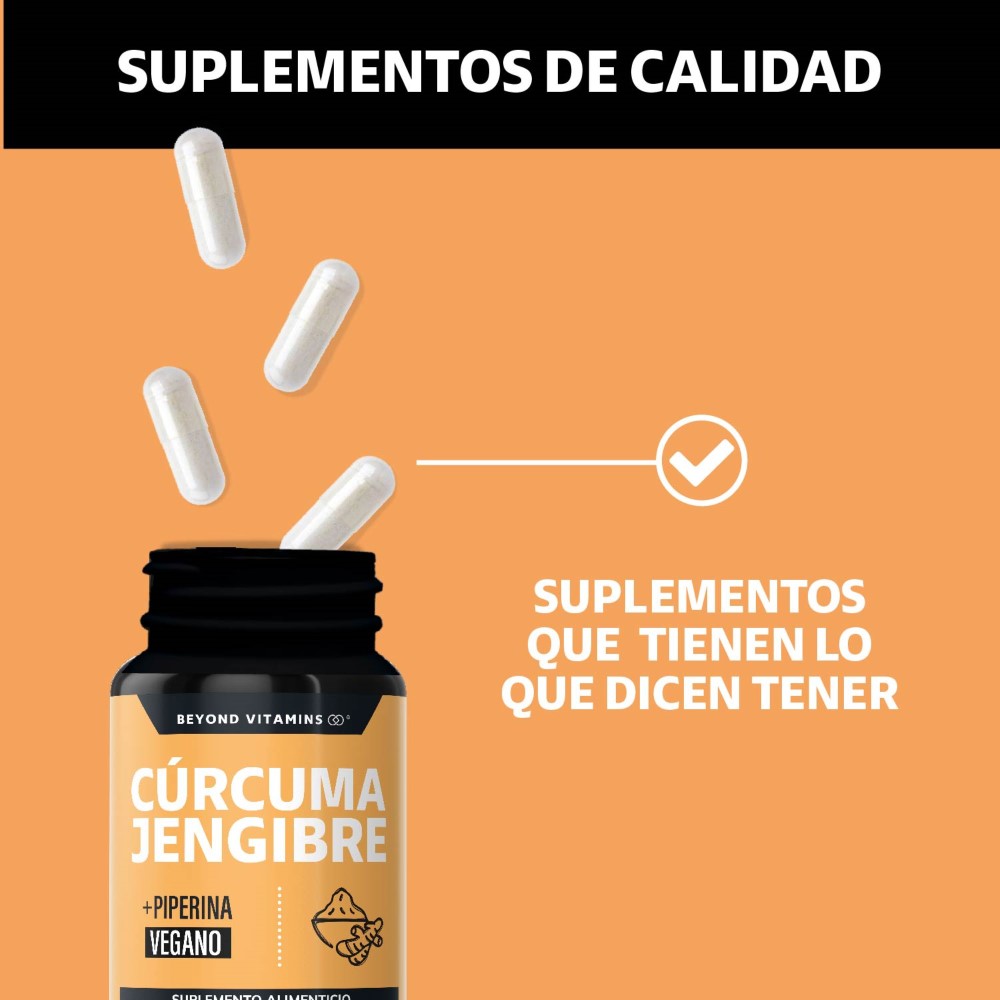 Foto 5 pulgar | Suplemento Alimenticio Beyond Vitamins  Cúrcuma, Jengibre Con Pimienta Negra 180 Cápsulas