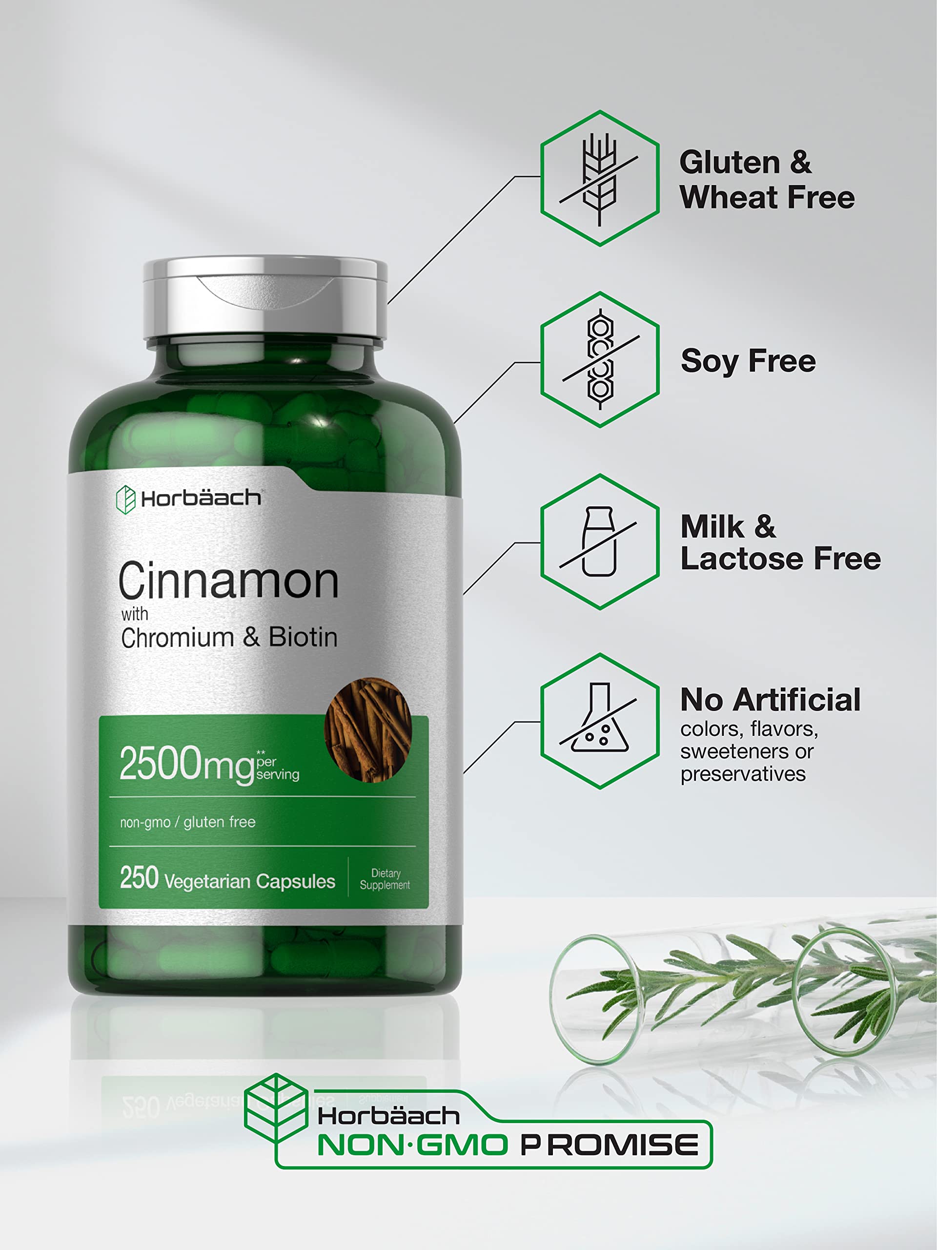 Foto 5 pulgar | Suplemento Horbäach Cinnamon con Picolinato de Cromo 2500 mg 250 Cápsulas - Venta Internacional
