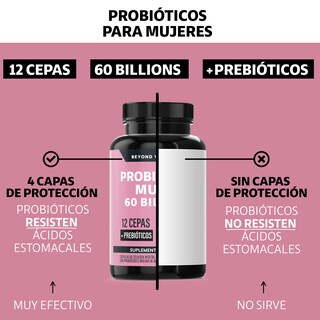 Foto 6 | Suplemento Alimenticio Probioticos Mujer 60 Billion + Prebióticos Beyond Vitamins 60 Cápsulas