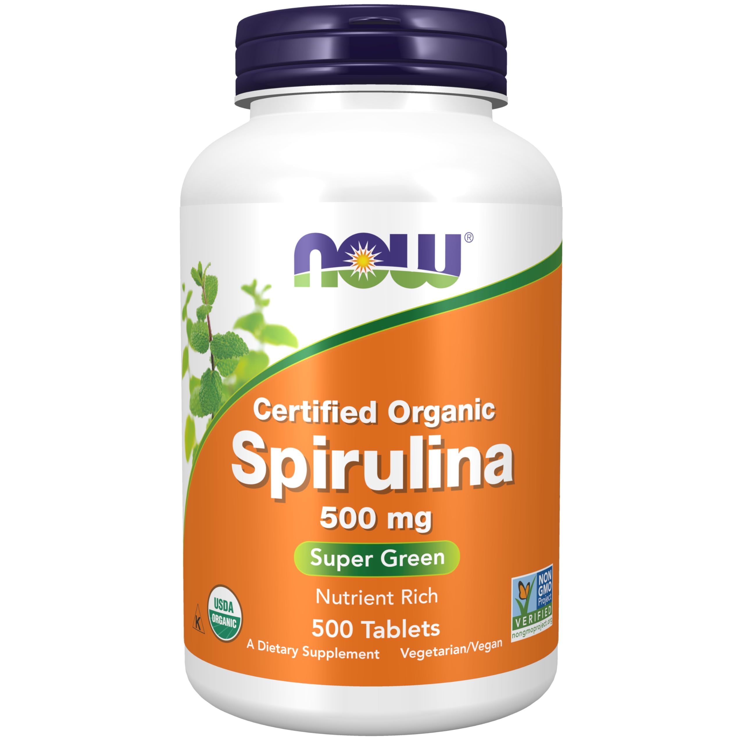 Suplemento Now Espirulina Orgánica 500 mg con Vitaminas 500 Tabletas - Venta Internacional