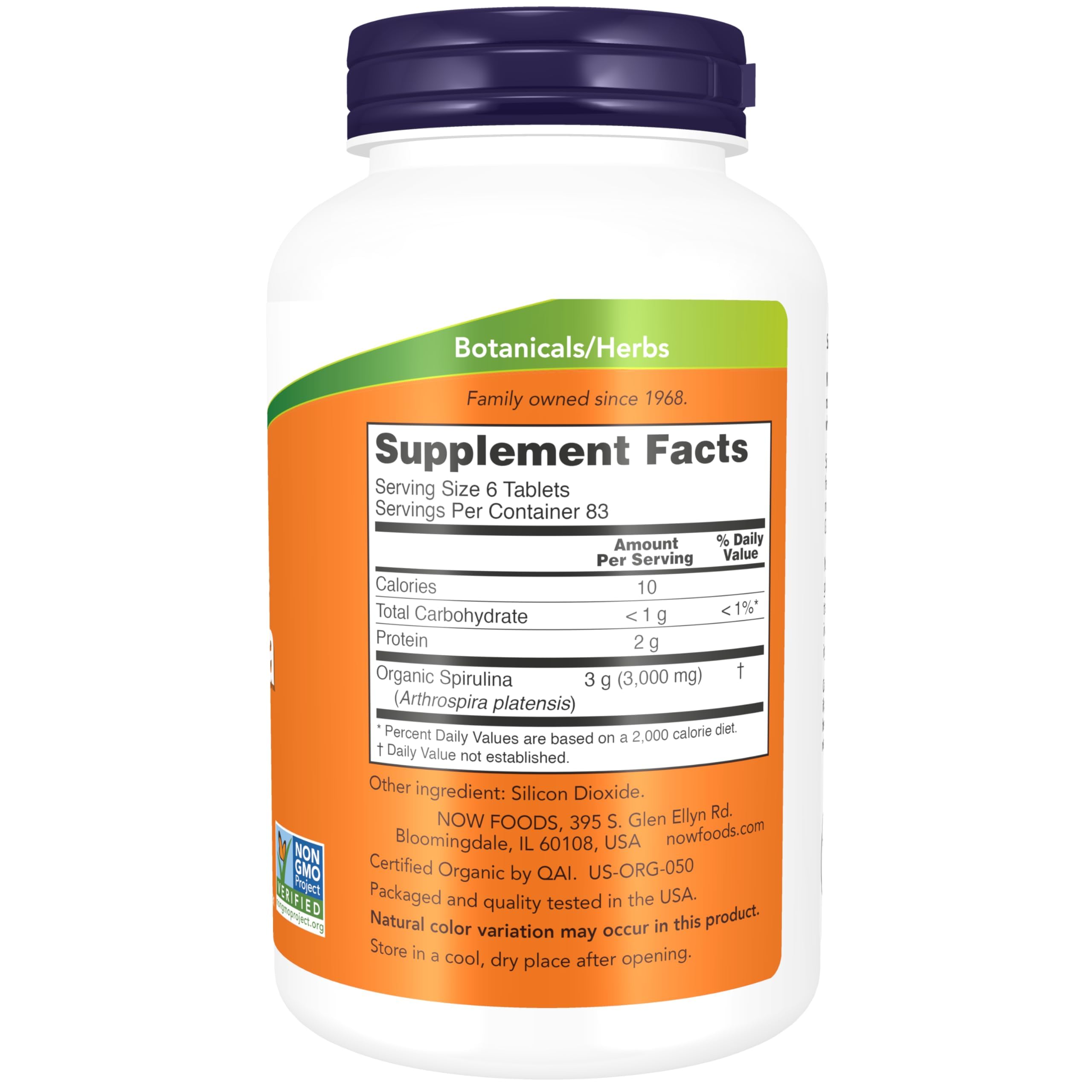 Foto 2 | Suplemento Now Espirulina Orgánica 500 mg con Vitaminas 500 Tabletas - Venta Internacional