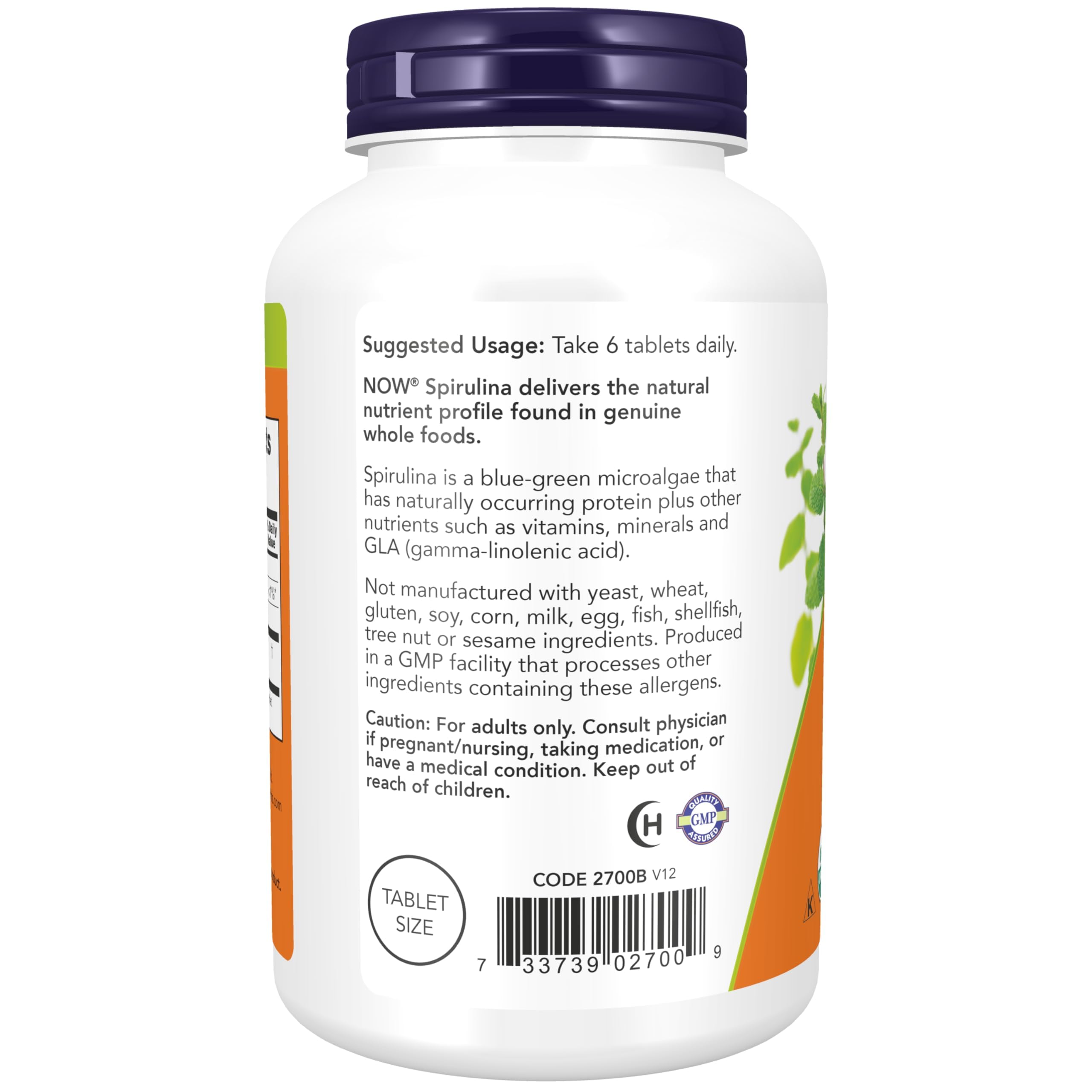 Foto 4 pulgar | Suplemento Now Espirulina Orgánica 500 mg con Vitaminas 500 Tabletas - Venta Internacional