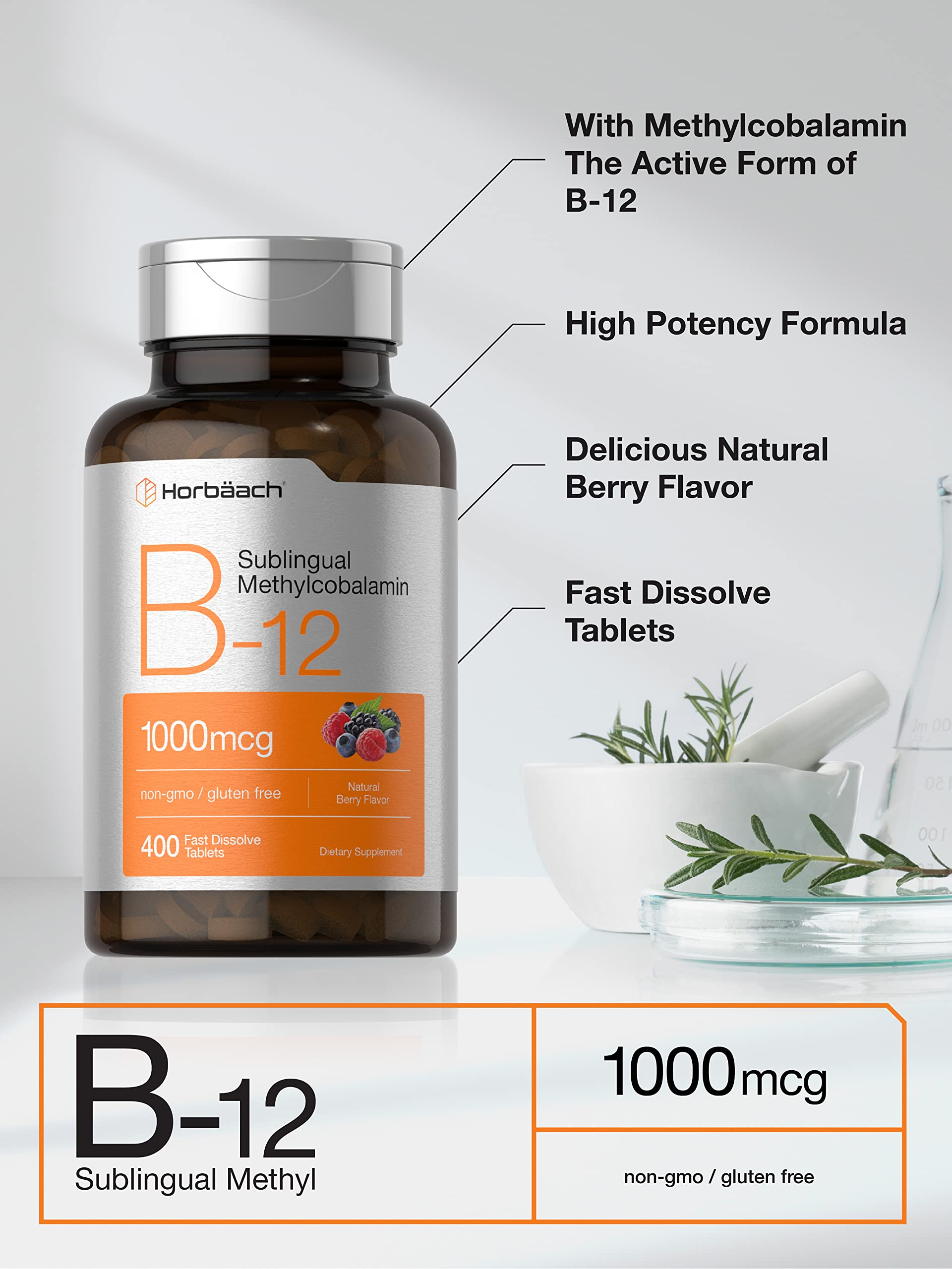 Foto 4 pulgar | Suplemento Horbäach de Vitamina B12 1000 mcg de Metilcobalamina - Venta Internacional