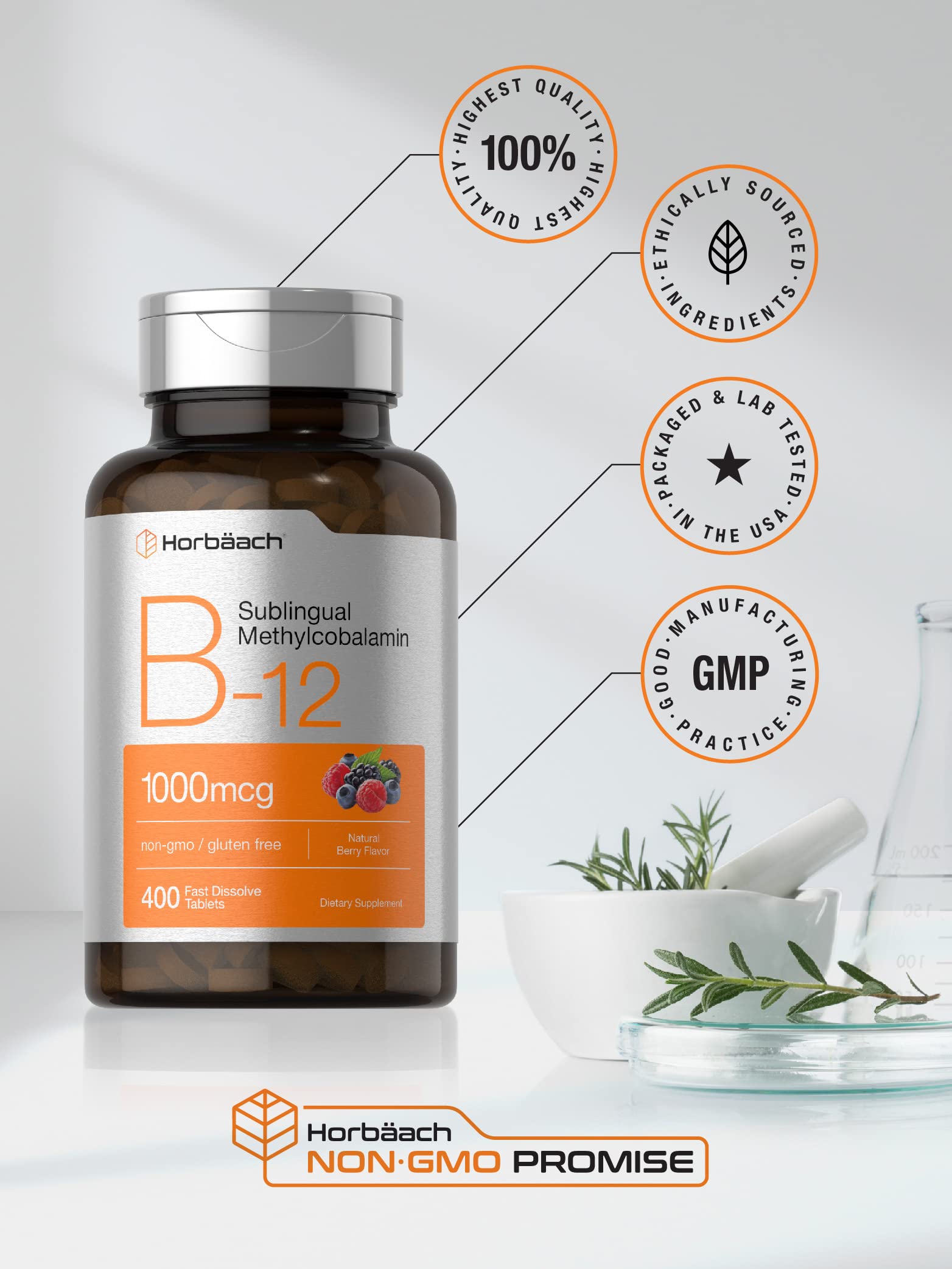 Foto 6 pulgar | Suplemento Horbäach de Vitamina B12 1000 mcg de Metilcobalamina - Venta Internacional