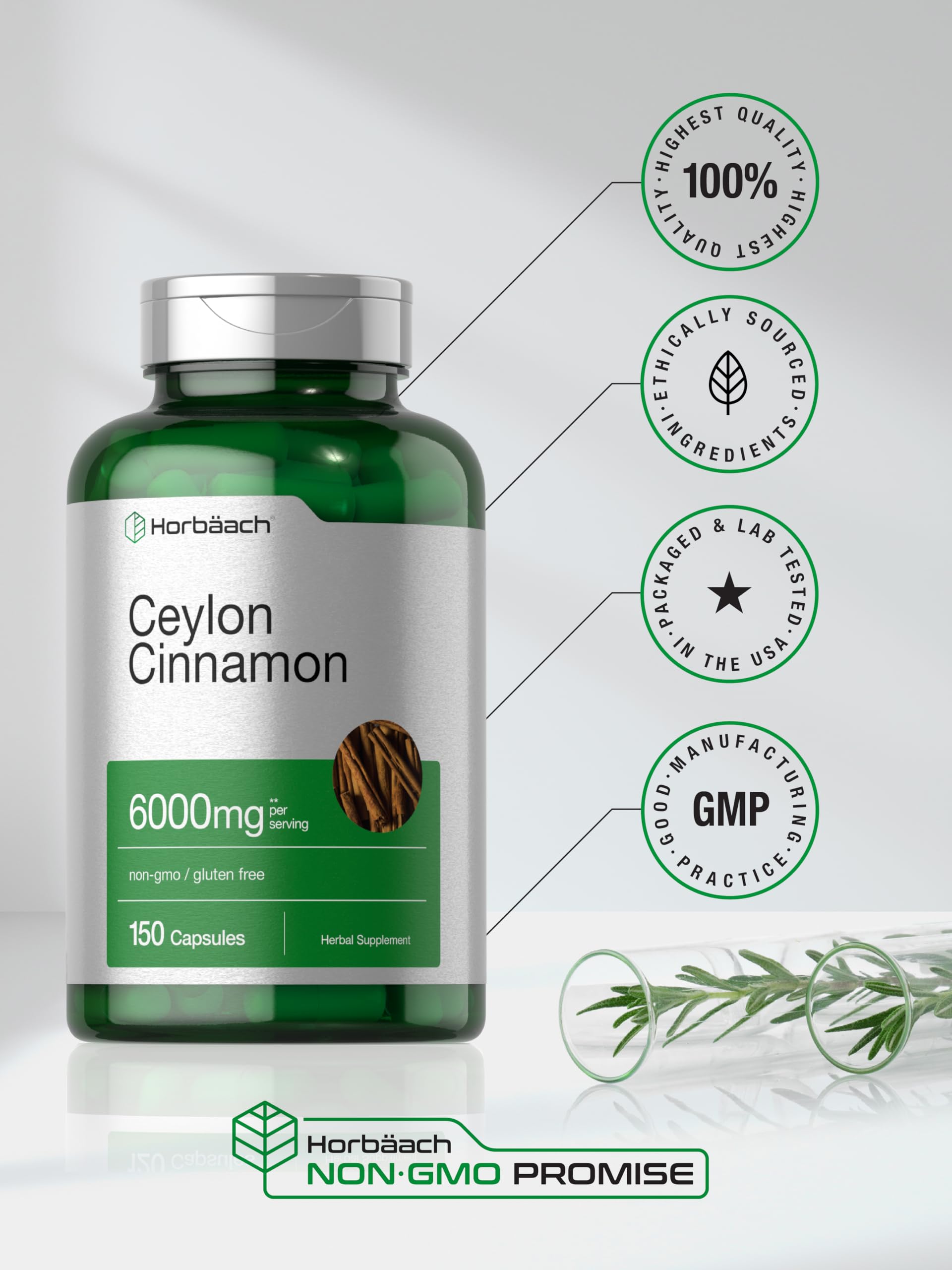 Foto 6 | Suplemento Horbaach Canela De Ceilán 600 Mg 150 Cápsulas - Venta Internacional