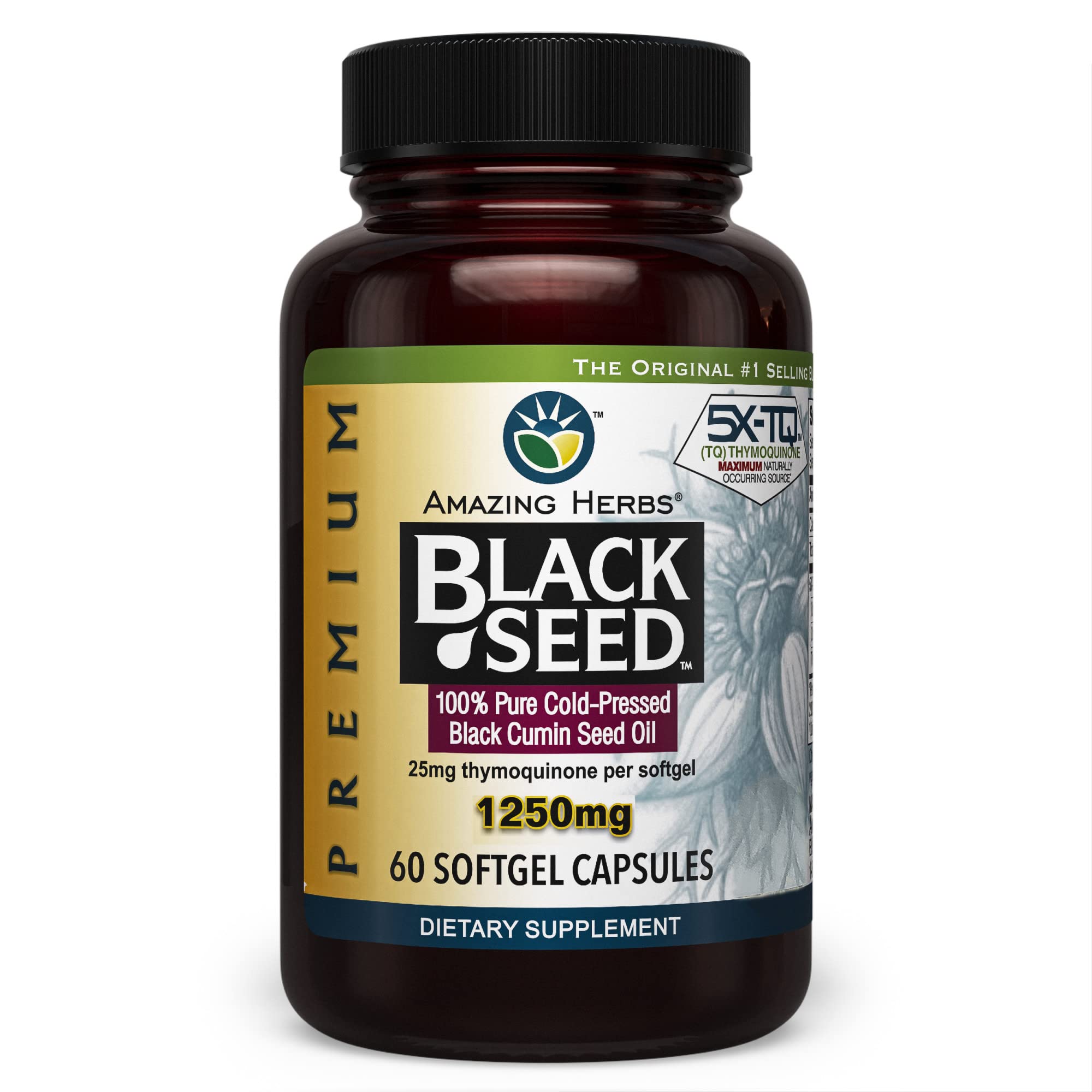 Foto 1 | Aceite de Semillas Negras Premium Supplement Amazing Herbs 60 Cápsulas - Venta Internacional
