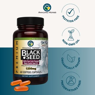 Foto 4 | Aceite de Semillas Negras Premium Supplement Amazing Herbs 60 Cápsulas - Venta Internacional
