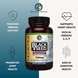 Foto 5 | Aceite de Semillas Negras Premium Supplement Amazing Herbs 60 Cápsulas - Venta Internacional