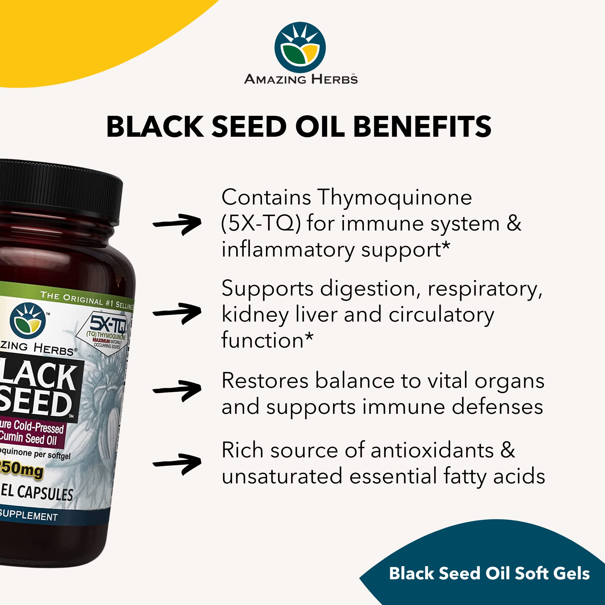 Foto 7 pulgar | Aceite de Semillas Negras Premium Supplement Amazing Herbs 60 Cápsulas - Venta Internacional
