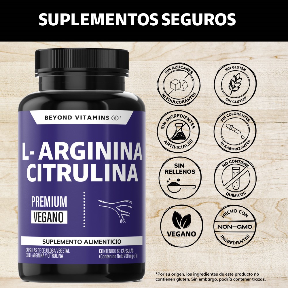 Foto 3 pulgar | Suplemento Alimenticio Beyond Vitamins  L-arginina Citrulina 1000mg Beta Alanina Y Cafeína 60 Cápsulas
