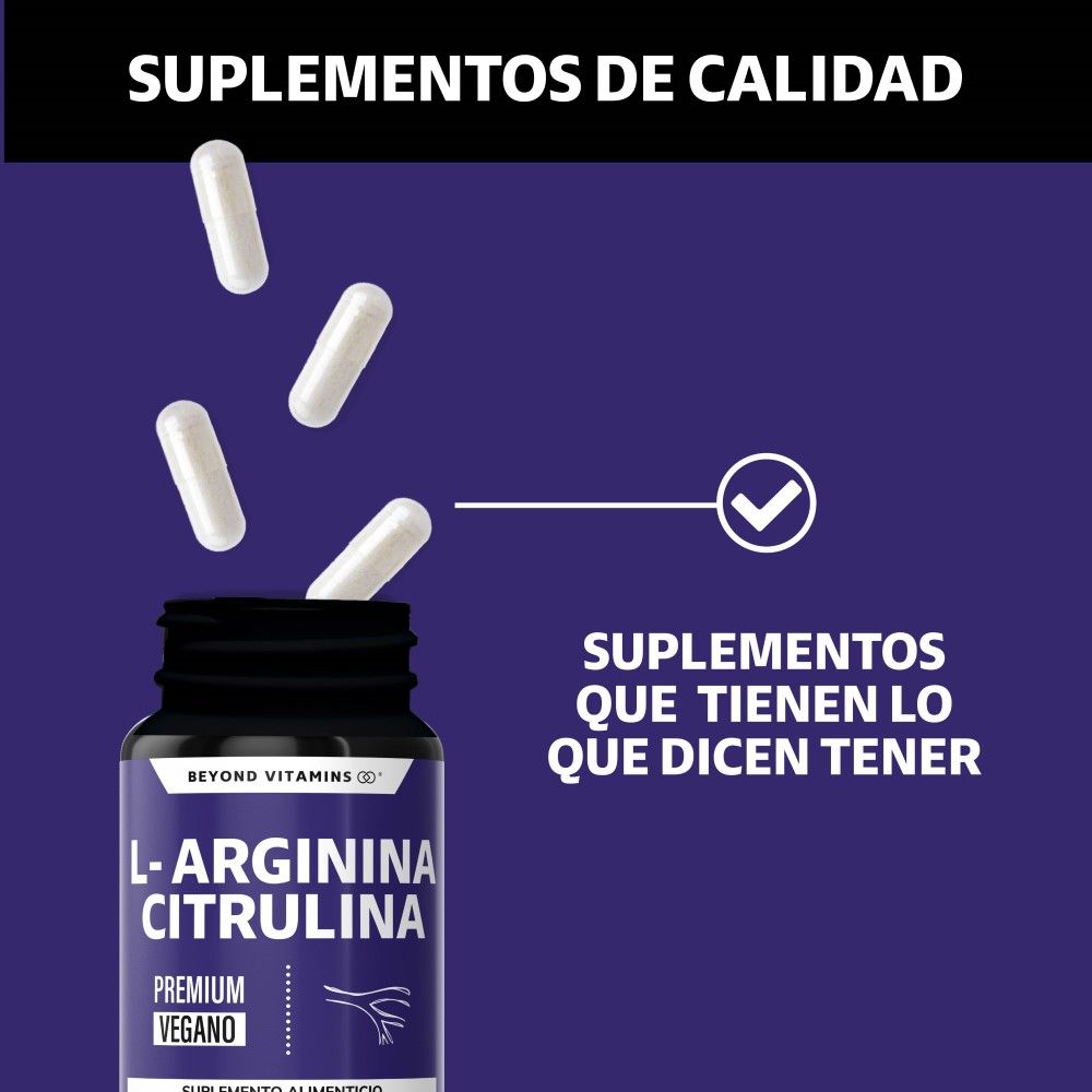 Foto 5 pulgar | Suplemento Alimenticio Beyond Vitamins  L-arginina Citrulina 1000mg Beta Alanina Y Cafeína 60 Cápsulas