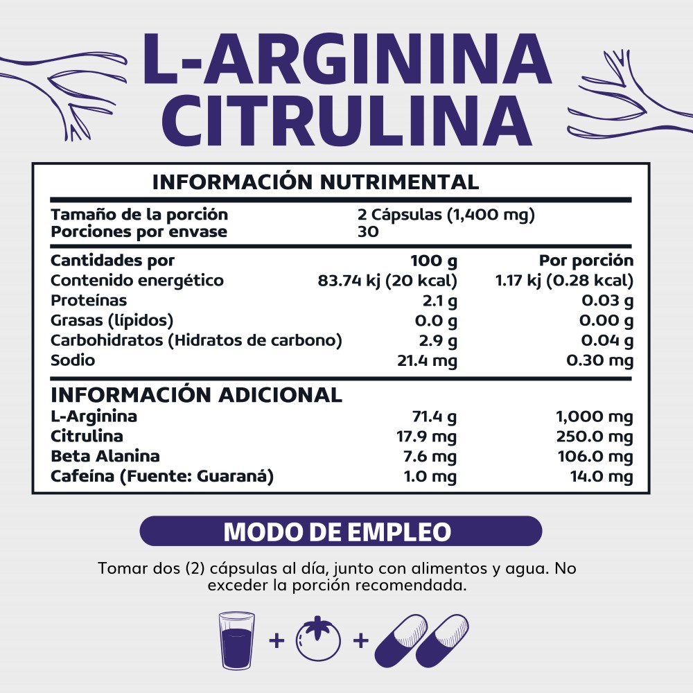 Foto 7 pulgar | Suplemento Alimenticio Beyond Vitamins  L-arginina Citrulina 1000mg Beta Alanina Y Cafeína 60 Cápsulas
