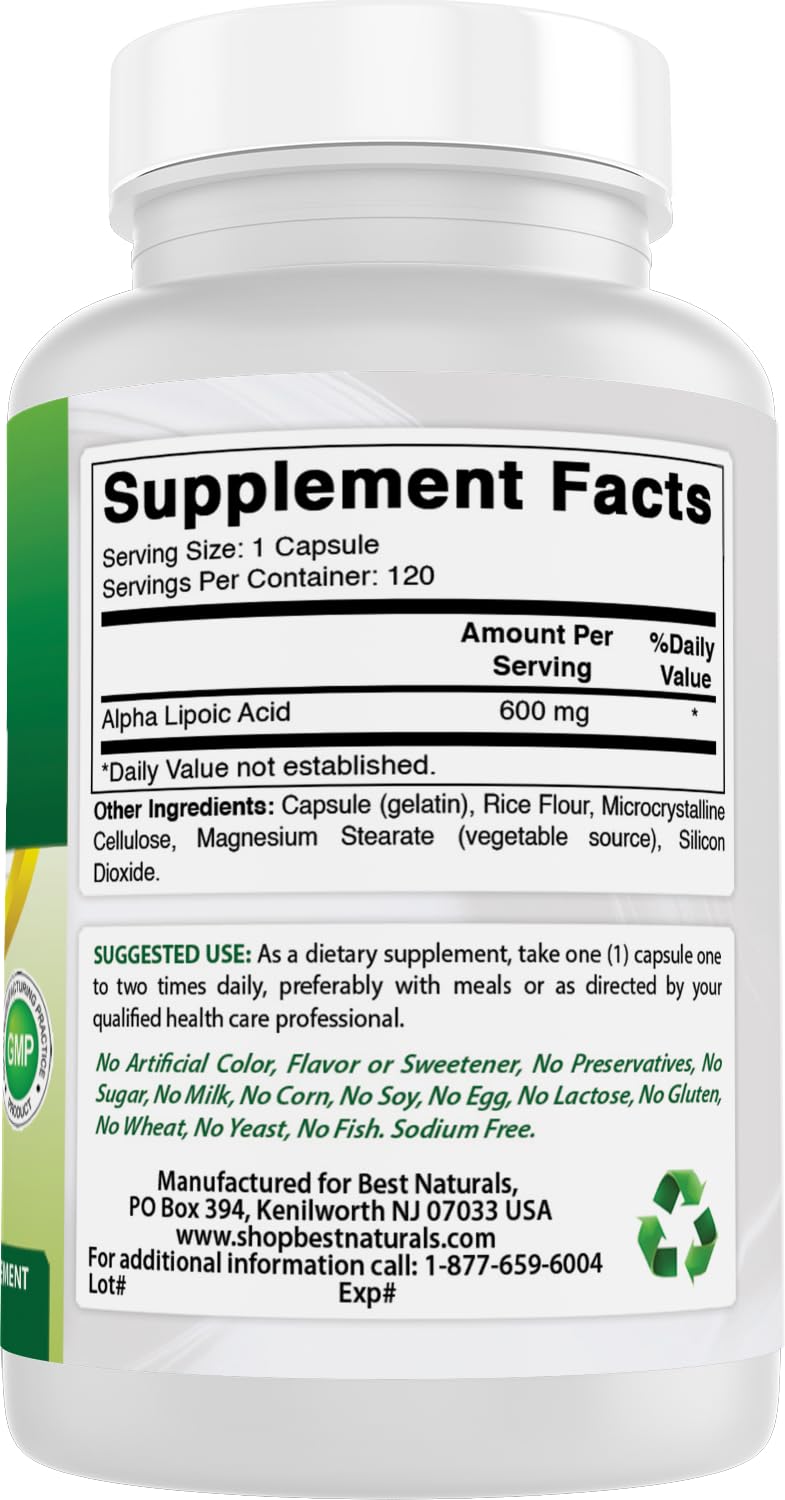 Foto 7 pulgar | Suplemento de Ácido Alfa Lipoico Best Naturals 600 mg 120 Cápsulas - Venta Internacional