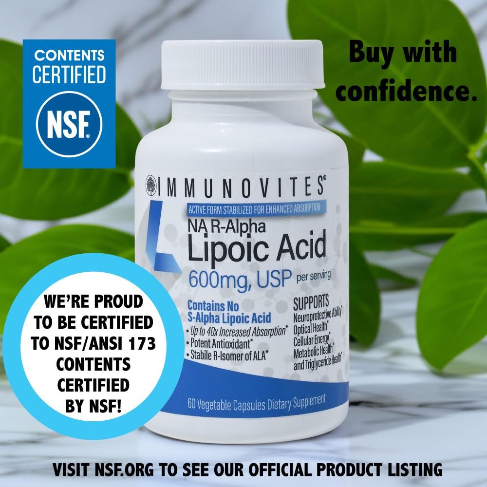 Foto 5 pulgar | Suplemento de Ácido R-alfa Lipoico Estabilizado Immunovites 600 Mg - Venta Internacional