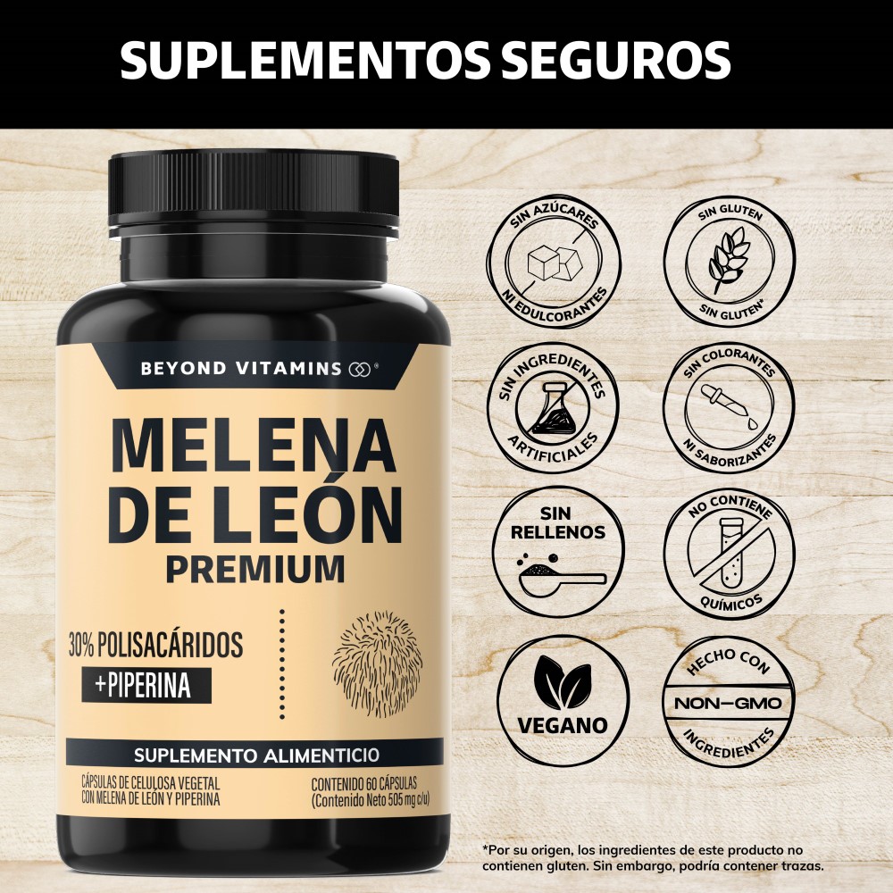Foto 3 pulgar | Suplemento Alimenticio Beyond Vitamins Hongo Melena de León Premium con Pimienta Negra 60 Cápsulas