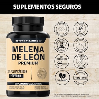 Foto 2 | Suplemento Alimenticio Beyond Vitamins Hongo Melena de León Premium con Pimienta Negra 60 Cápsulas