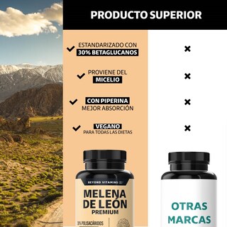 Foto 3 | Suplemento Alimenticio Beyond Vitamins Hongo Melena de León Premium con Pimienta Negra 60 Cápsulas