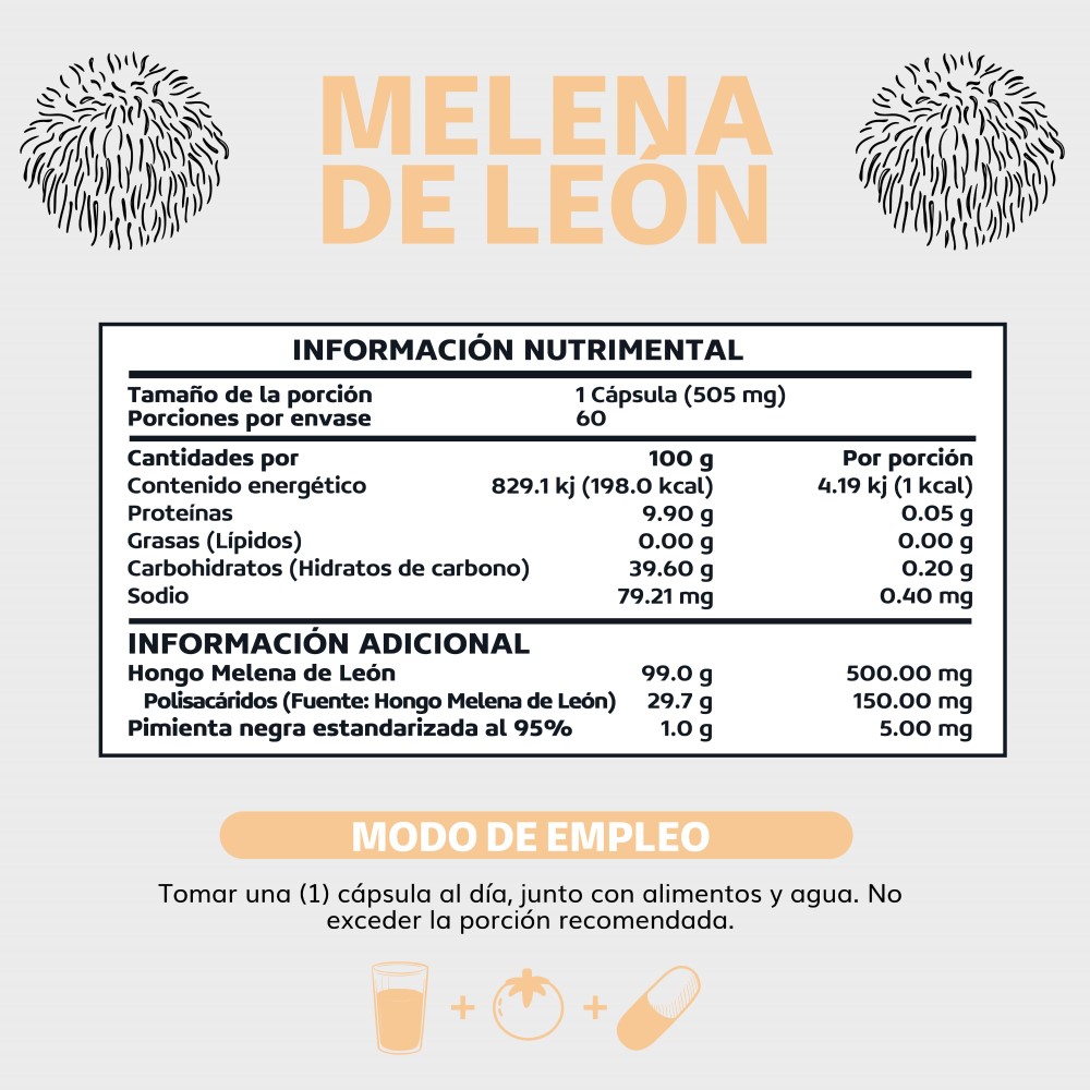 Foto 7 pulgar | Suplemento Alimenticio Beyond Vitamins Hongo Melena de León Premium con Pimienta Negra 60 Cápsulas