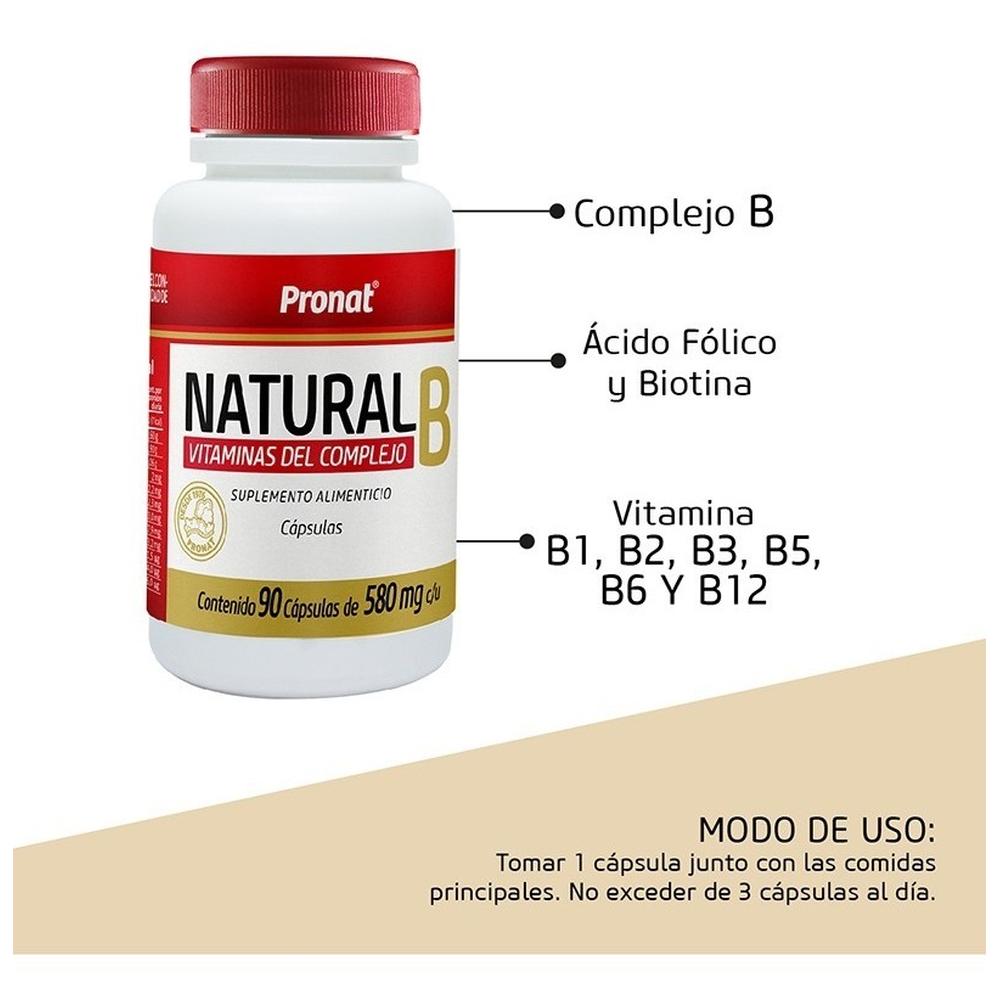 Foto 6 pulgar | Suplemento Vitaminas Natural B Complex 90 Caps - Pronat