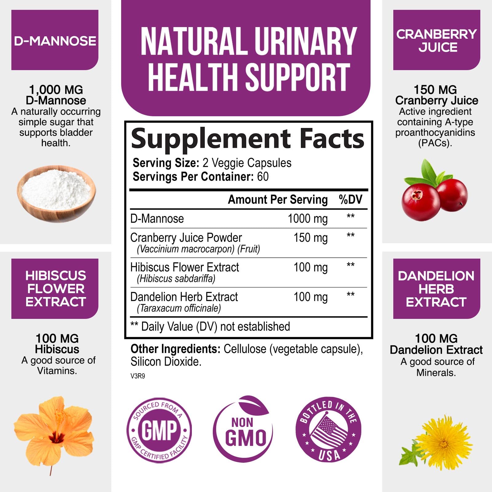 Foto 3 pulgar | Suplemento Health Nutrition Naturals Con D-manosa Y Arándano - Venta Internacional