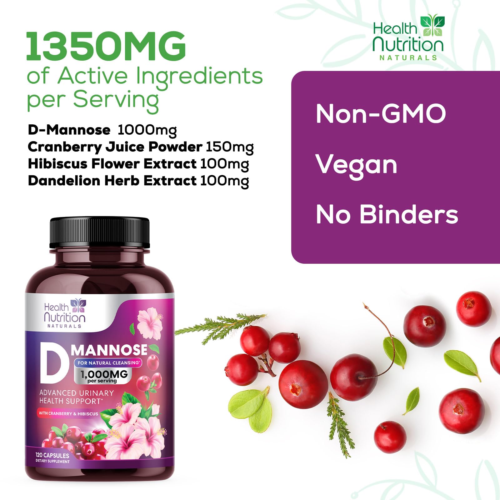 Foto 7 pulgar | Suplemento Health Nutrition Naturals Con D-manosa Y Arándano - Venta Internacional