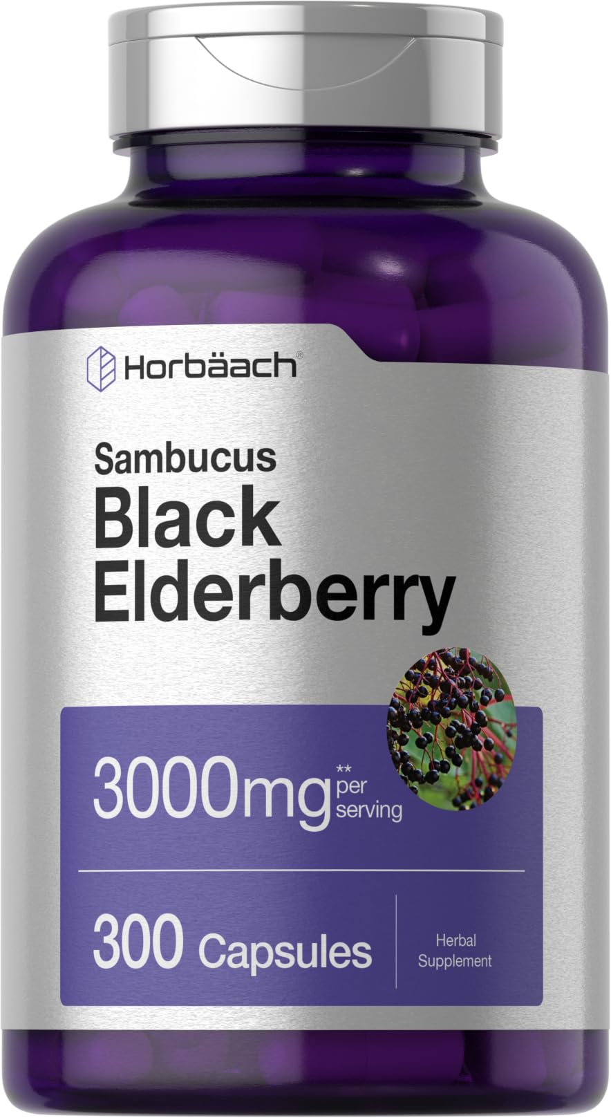 Foto 2 pulgar | Suplemento Horbäach Black Elderberry 3000 mg 300 Cápsulas - Venta Internacional