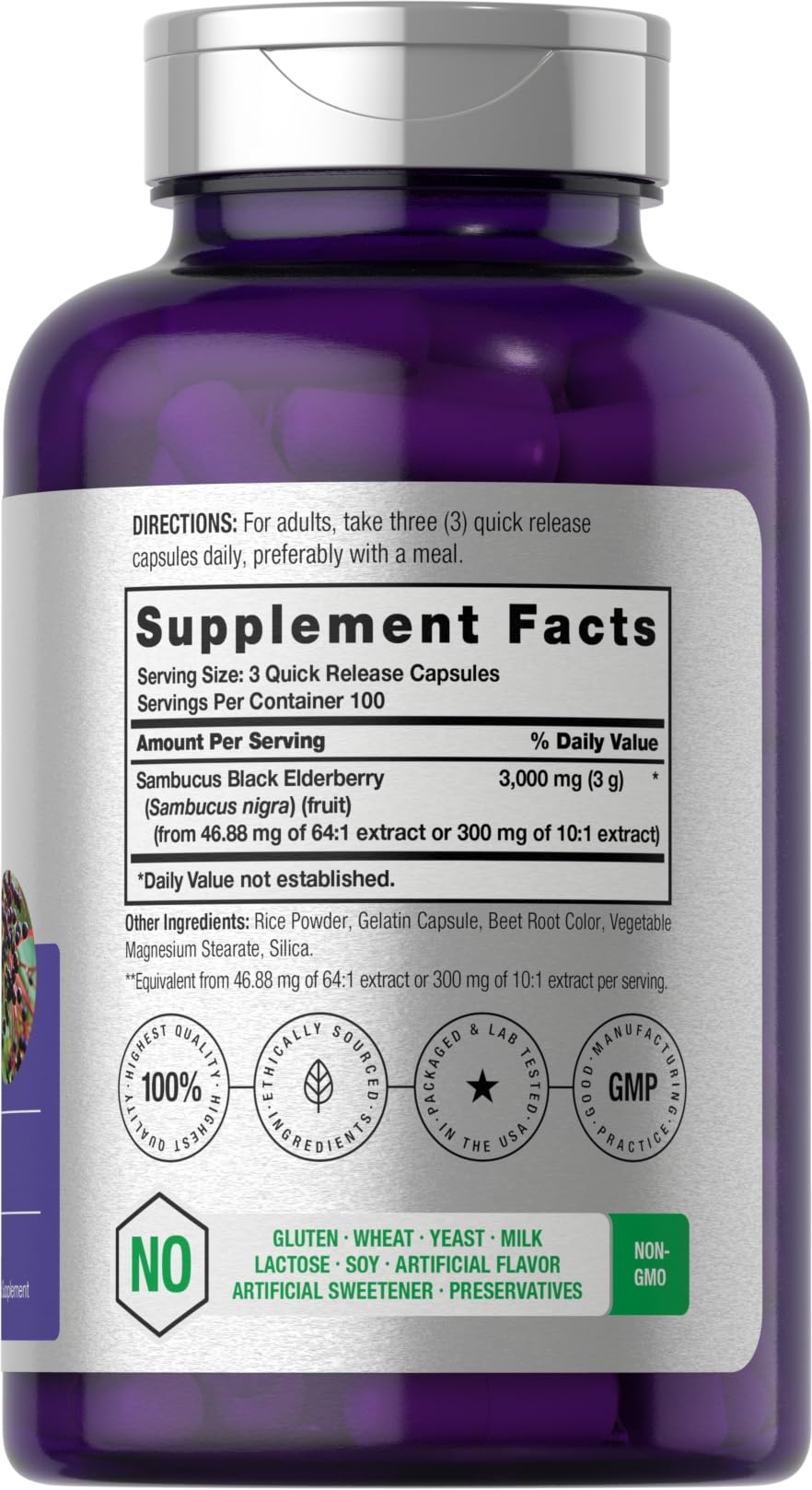Foto 3 pulgar | Suplemento Horbäach Black Elderberry 3000 mg 300 Cápsulas - Venta Internacional