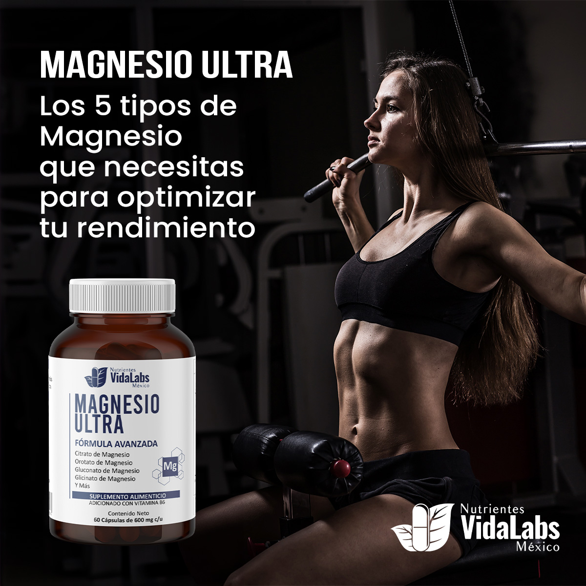 Foto 5 | Pack 3 Frascos De Magnesio Ultra Nutrientes Vidalabs México