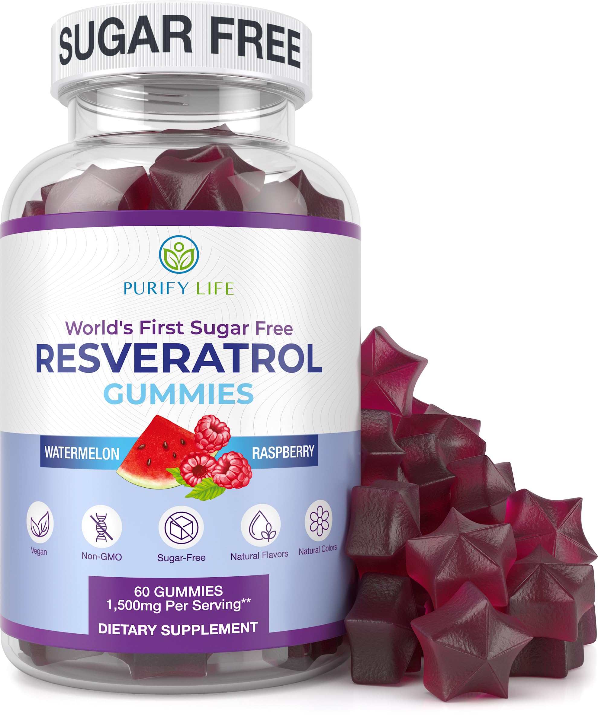 Foto 2 pulgar | Gomitas de Resveratrol Purify Life Sin Azúcar 1500 Mg - Venta Internacional