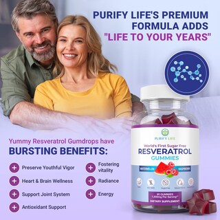 Foto 5 | Gomitas de Resveratrol Purify Life Sin Azúcar 1500 Mg - Venta Internacional