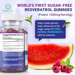 Foto 6 | Gomitas de Resveratrol Purify Life Sin Azúcar 1500 Mg - Venta Internacional